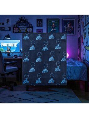 Fortnite Battle Bus Blue Fleece Throw Blanket 50x60 READ